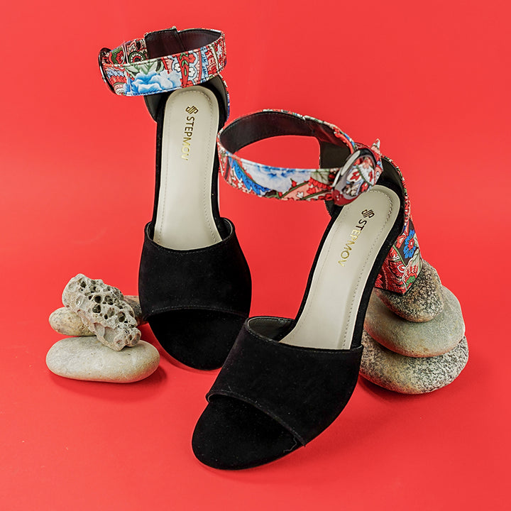Stepmov Artistic Heels - Elevate Your Style with Black Velvet Elegance