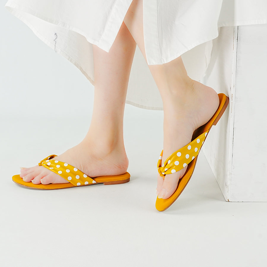 Top Shoes Brands in Pakistan: Yellow Soft Polka Dots V-Straps with Flat ...